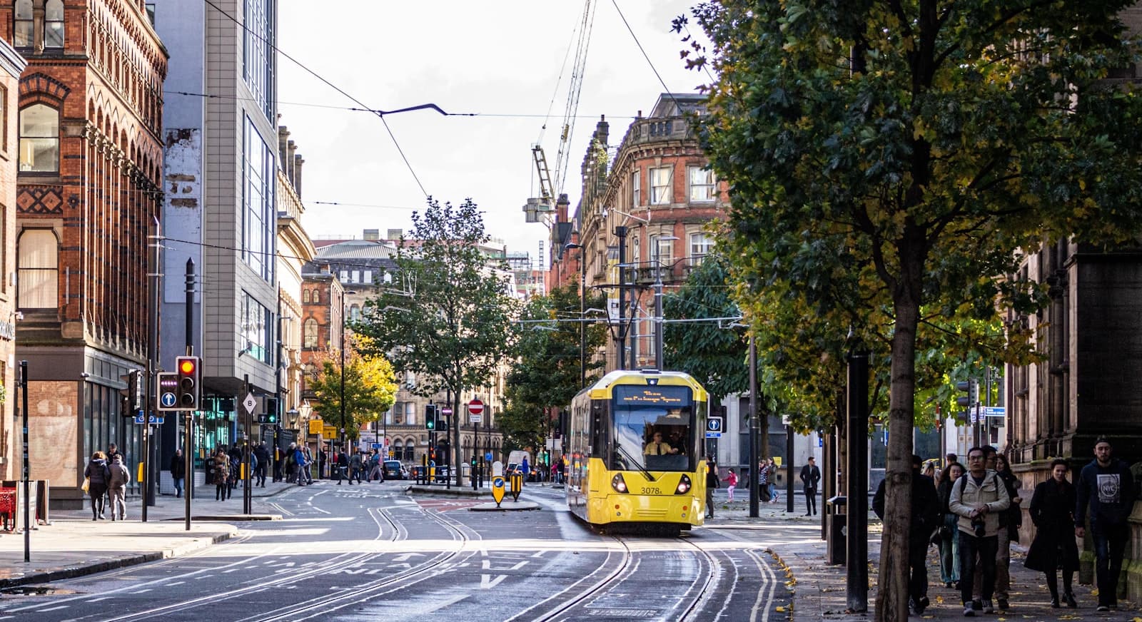 Manchester — city-centre street with tram
